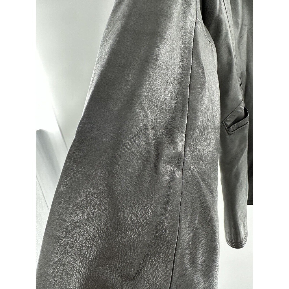 Kenneth Cole Leather Jacket Women’s Size Large Blazer Notched Moto Brown Button - Picture 2 of 11